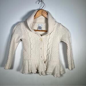 Girl’s Jillian’s Closet Size 5/6 Cream Sweater with Ruffle Hem (Stain Note)